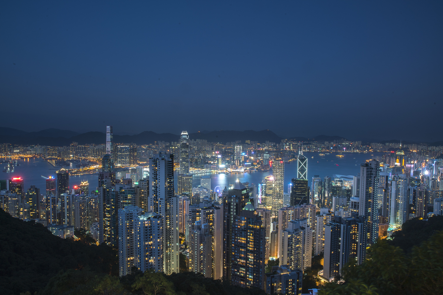 View from "The Peak" in Hong Kong at night © PhotoTravelNomads.com